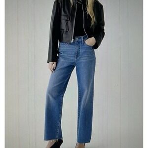 NWT J.Crew $148 Full Length Slim Wide Leg High Rise Blue Jeans Womens Size 28